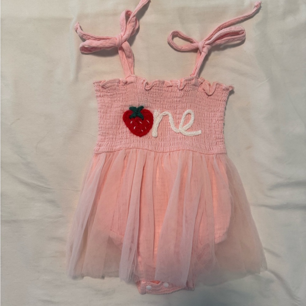 Pink Strawberry Birthday Outfit
